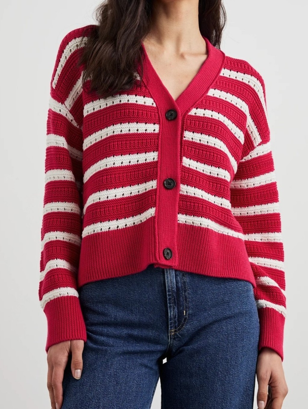 Rails Geneva Pink Stripe Cotton Cardigan